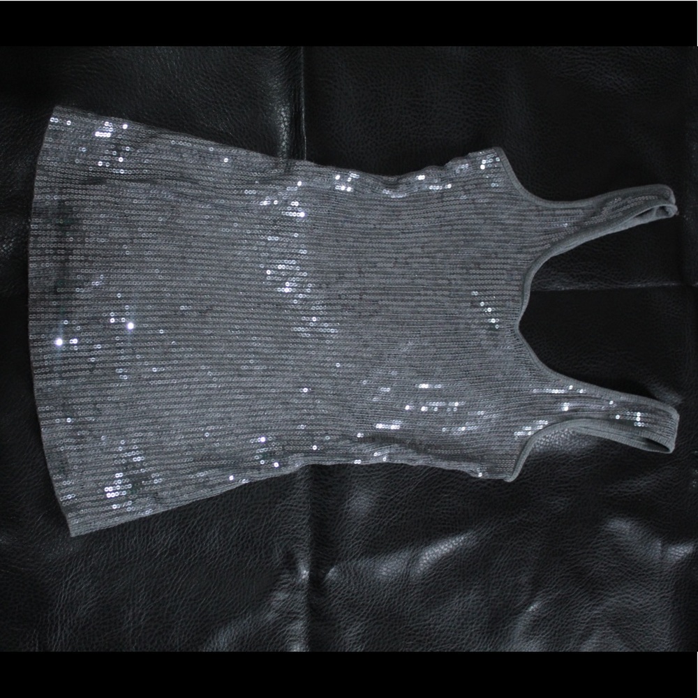 EXPRESS Silver Sequin Tank Top